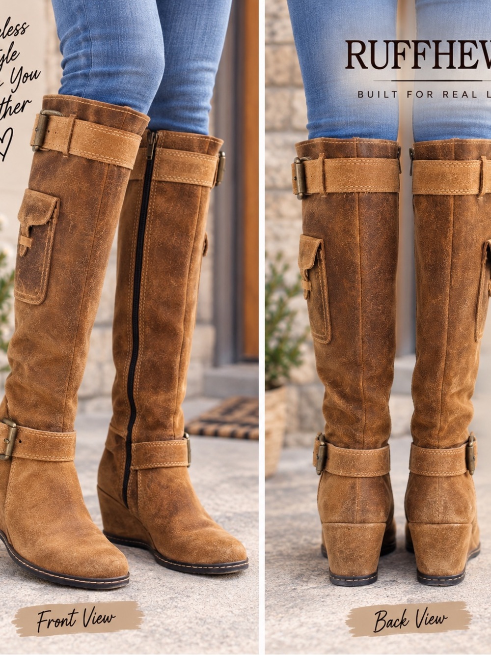 Ruff Hewn Wedge Boots size 6